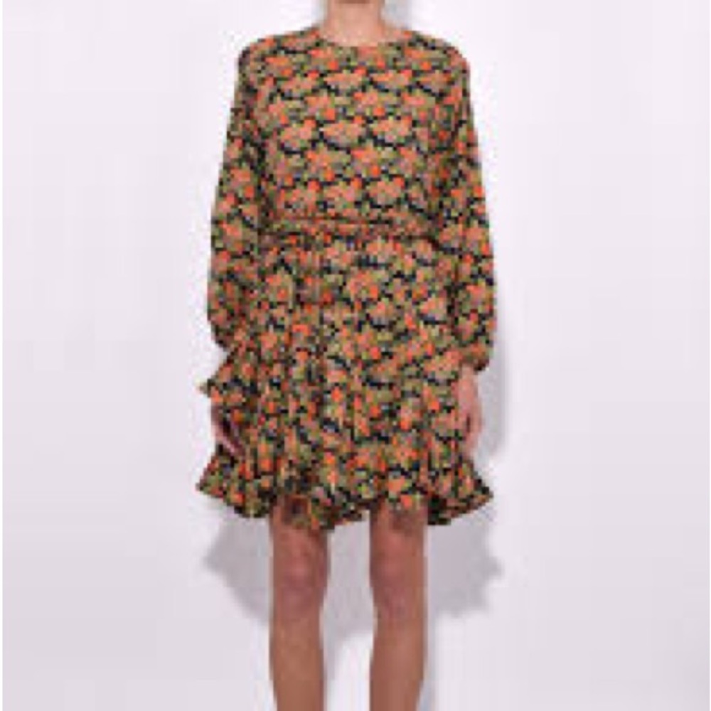 RHODE - Ella Dress Black Orange Lotus Floral - Size Medium